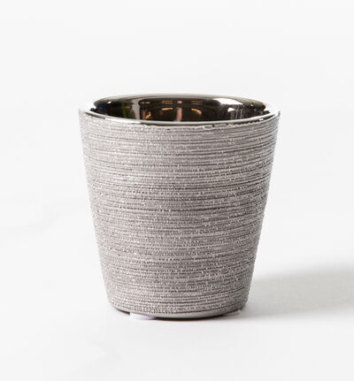 Glitter blomsterpotte konisk sølv 7 cm Glitter blomsterpotte konisk sølv 7 cm